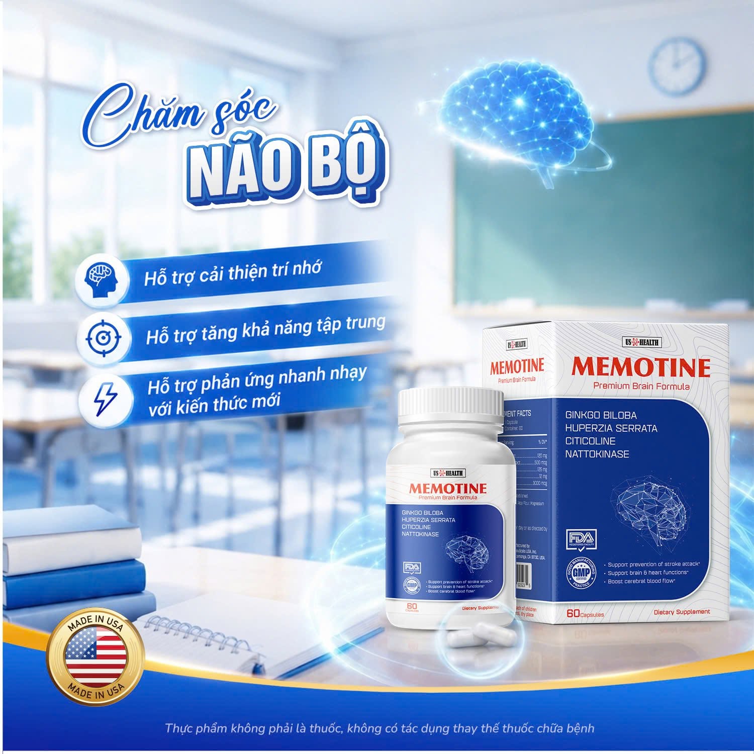 Memotine giúp chăm sóc não bộ nhanh nhạy